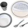 Sale Coffret Cadeau Repas Pink Grid Couverts, Vaisselle Et Bavoirs