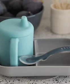 Sale Coffret D'Apprentissage Silicone + Tasse Blue Couverts, Vaisselle Et Bavoirs