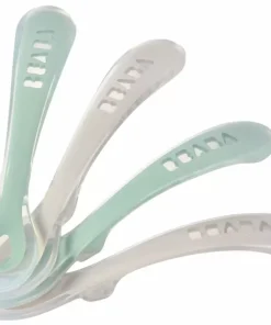 Online Lot 4 Cuilleres 2Eme Age Silicone Velvet Grey / Sage Green Couverts, Vaisselle Et Bavoirs