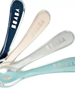 Lot 4 Cuilleres 2Eme Age Silicone Blue Couverts, Vaisselle Et Bavoirs