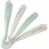 Discount Lot 4 Cuilleres 1Er Age Silicone Velvet Grey / Sage Green Couverts, Vaisselle Et Bavoirs