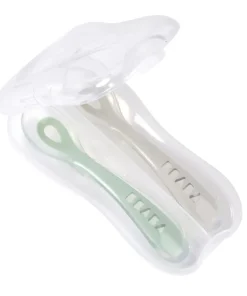 Best Lot De 2 Cuilleres 2Eme Age Silicone Avec Boite De Transport Couverts, Vaisselle Et Bavoirs