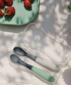Sale Lot De 2 Cuilleres 1Er Age Silicone Bi-Ton Mineral Couverts, Vaisselle Et Bavoirs