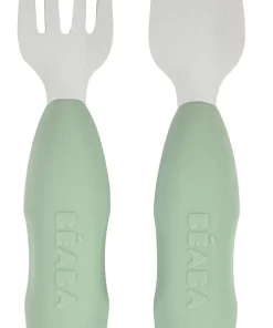 Clearance Lot De 2 Pre-Couverts Inox Sage Green Couverts, Vaisselle Et Bavoirs