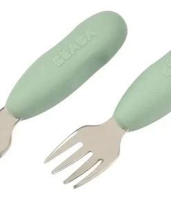 Clearance Lot De 2 Pre-Couverts Inox Sage Green Couverts, Vaisselle Et Bavoirs