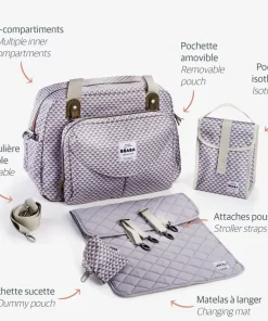 New Sac A Langer Geneve Ii Play Print Grey/Coral Sacs À Langer