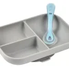 Sale Set Repas Silicone Avec Ventouse Grey Couverts, Vaisselle Et Bavoirs