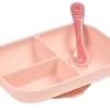 Sale Set Repas Silicone Avec Ventouse Pink Couverts, Vaisselle Et Bavoirs