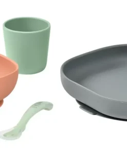 Discount Set Vaisselle Silicone 4 Pieces Mineral Couverts, Vaisselle Et Bavoirs