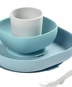 New Set Vaisselle Silicone 4 Pieces Jungle Couverts, Vaisselle Et Bavoirs