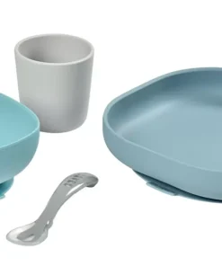 New Set Vaisselle Silicone 4 Pieces Jungle Couverts, Vaisselle Et Bavoirs
