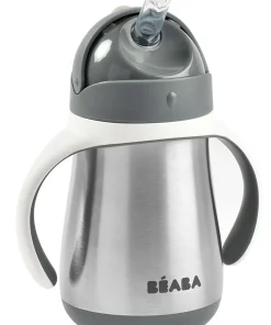 New Tasse Paille Inox 250 Ml Mineral Grey Couverts, Vaisselle Et Bavoirs