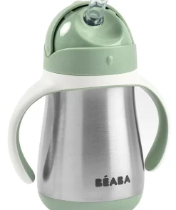 New Tasse Paille Inox 250 Ml Sage Green Couverts, Vaisselle Et Bavoirs