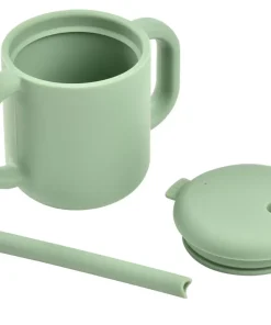 Hot Tasse Paille Silicone Sage Green Couverts, Vaisselle Et Bavoirs