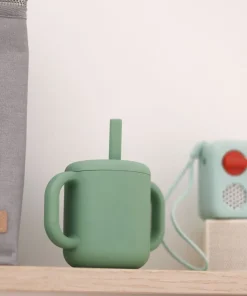 Hot Tasse Paille Silicone Sage Green Couverts, Vaisselle Et Bavoirs