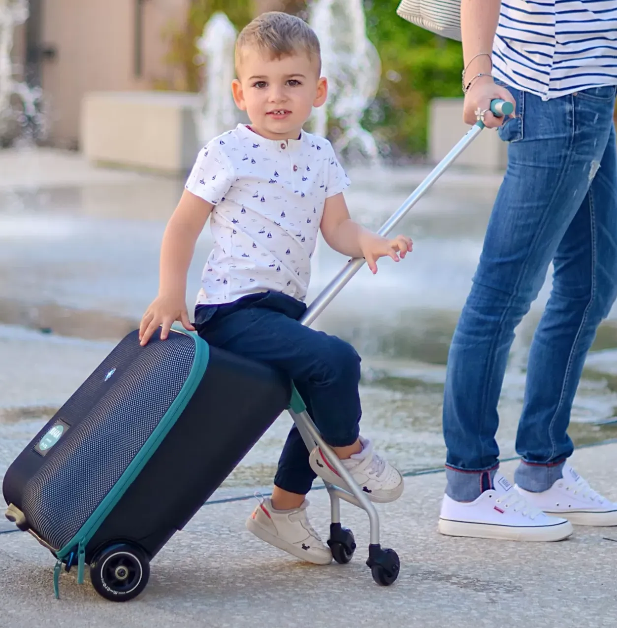 Hot Valise Avec Assise De Voyage Luggage Eazy Green-Blue Sacs De Voyage